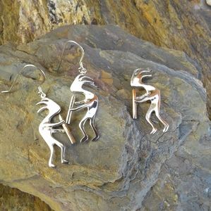 Sterling Silver Kokopelli Pendant & Earrings SET